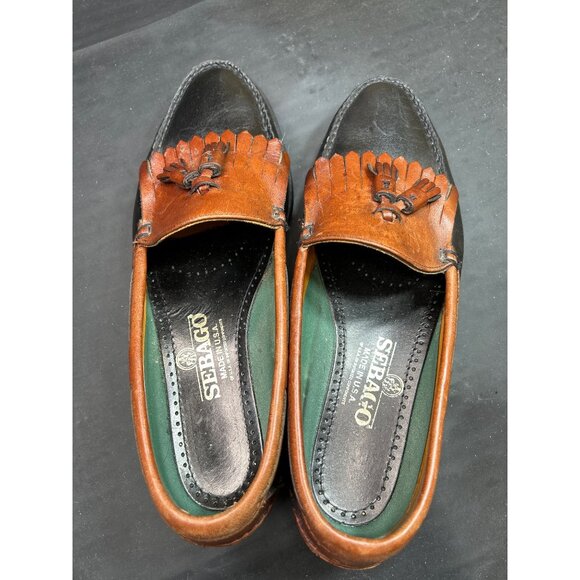 Sebago Mens Tassel Loafers 12D Leather Brown Black Slip-On Dress Shoes USA Made main image 9